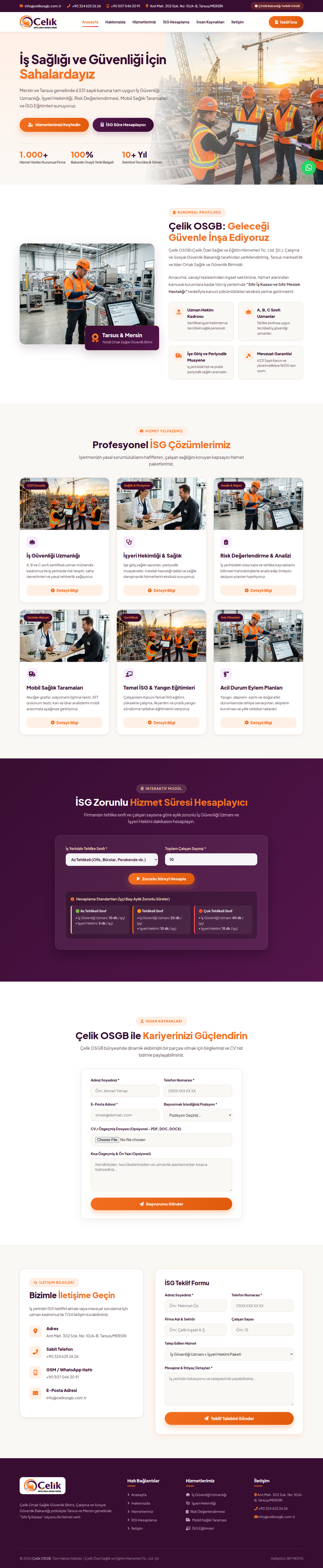 Çelik OSGB Kurumsal Web Sitesi